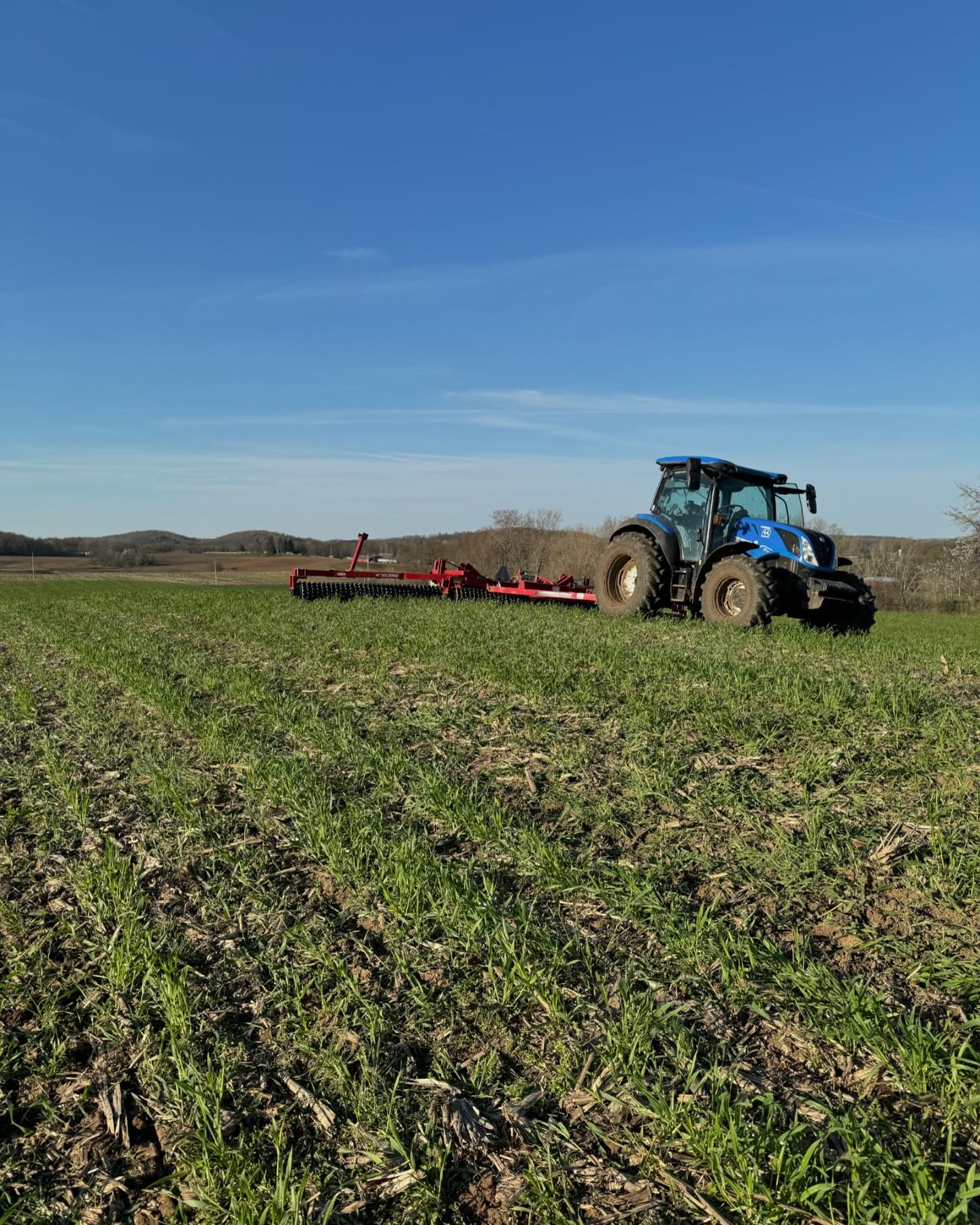 Making things nice and smooth this morning! Whenever we seed a field to hay it&rsquo;s important to make sure it&rsquo;s leveled and smooth. Our mower cuts 3&rdquo; - 4&rdquo; above the ground so it doesn&rsquo;t take much of a rock to break a knife.