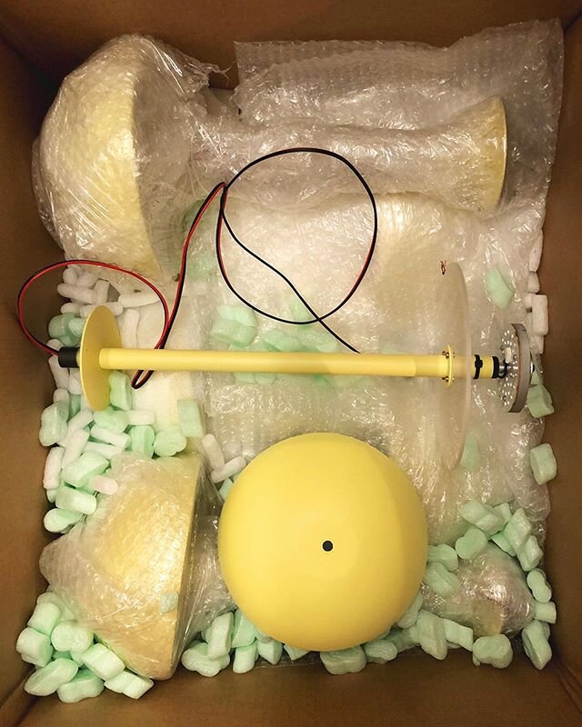 We&rsquo;re locked in @orbium_light  studio busy getting our first international shipment ready, -because objects can still travel!
More to come on the tech - specs on these yellow fellows but in the meantime we hope they will brighten up the recieve