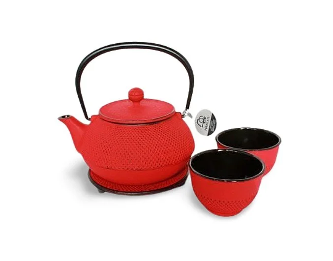 Trivet ARARE Red with Teapot ARARE and Teacup ARARE