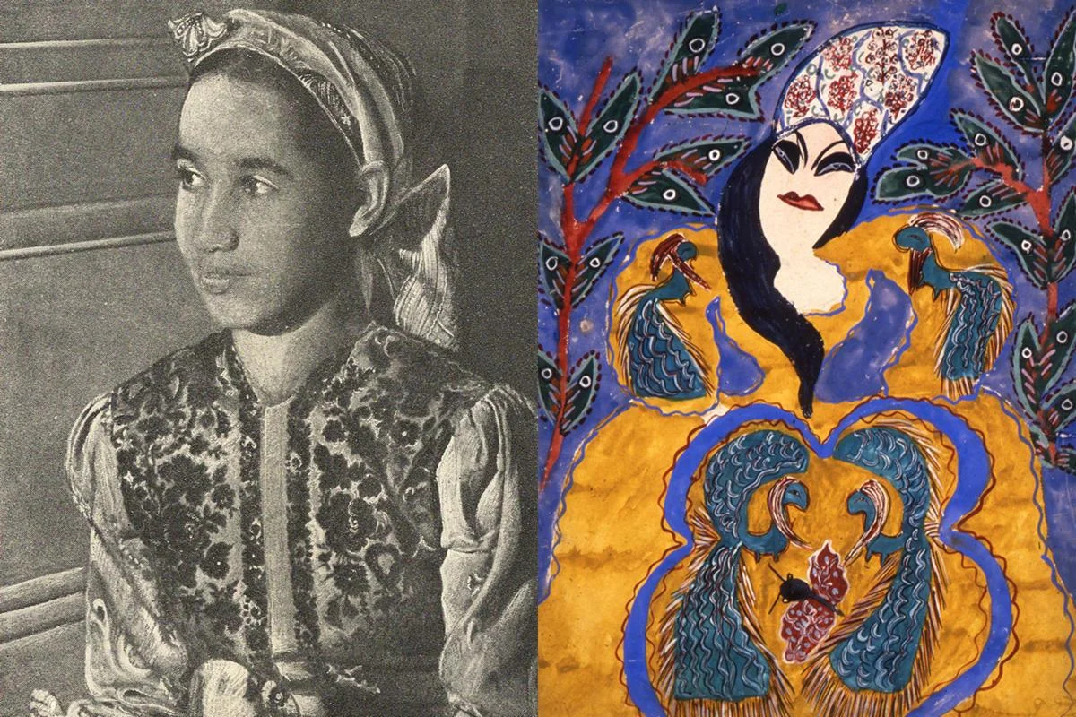  Algerian teen artist Baya Mahieddine (1931–1998).