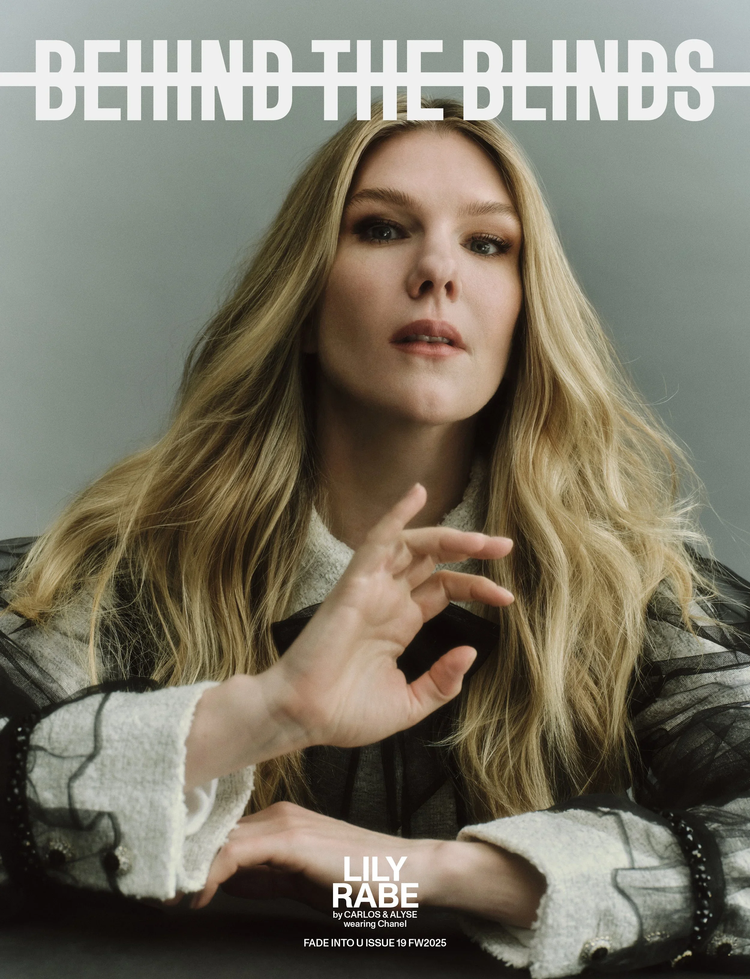 BEHIND THE BLINDS FW25 COVER FEATURING LILY RABE. PHOTOGRAPHED BY CARLOS & ALYSE