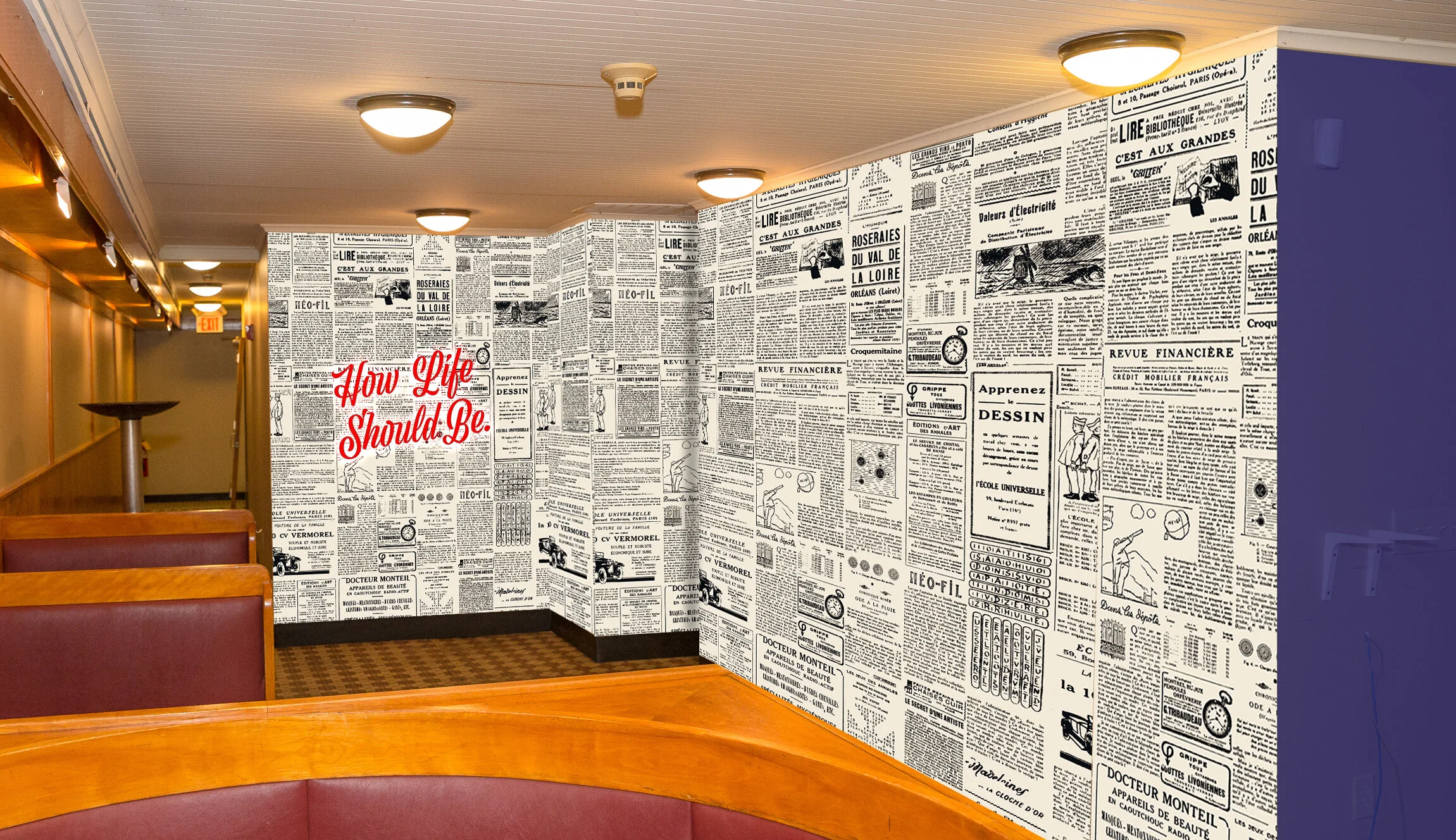 Wallpaper and neon mockup