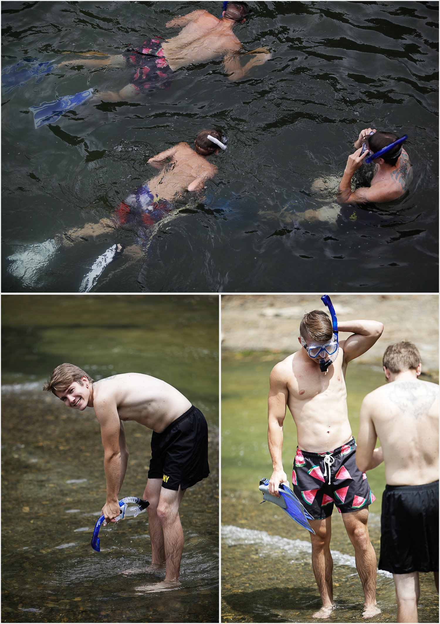 The boys enjoying Dale Hallow Lake with their snorkel gear.