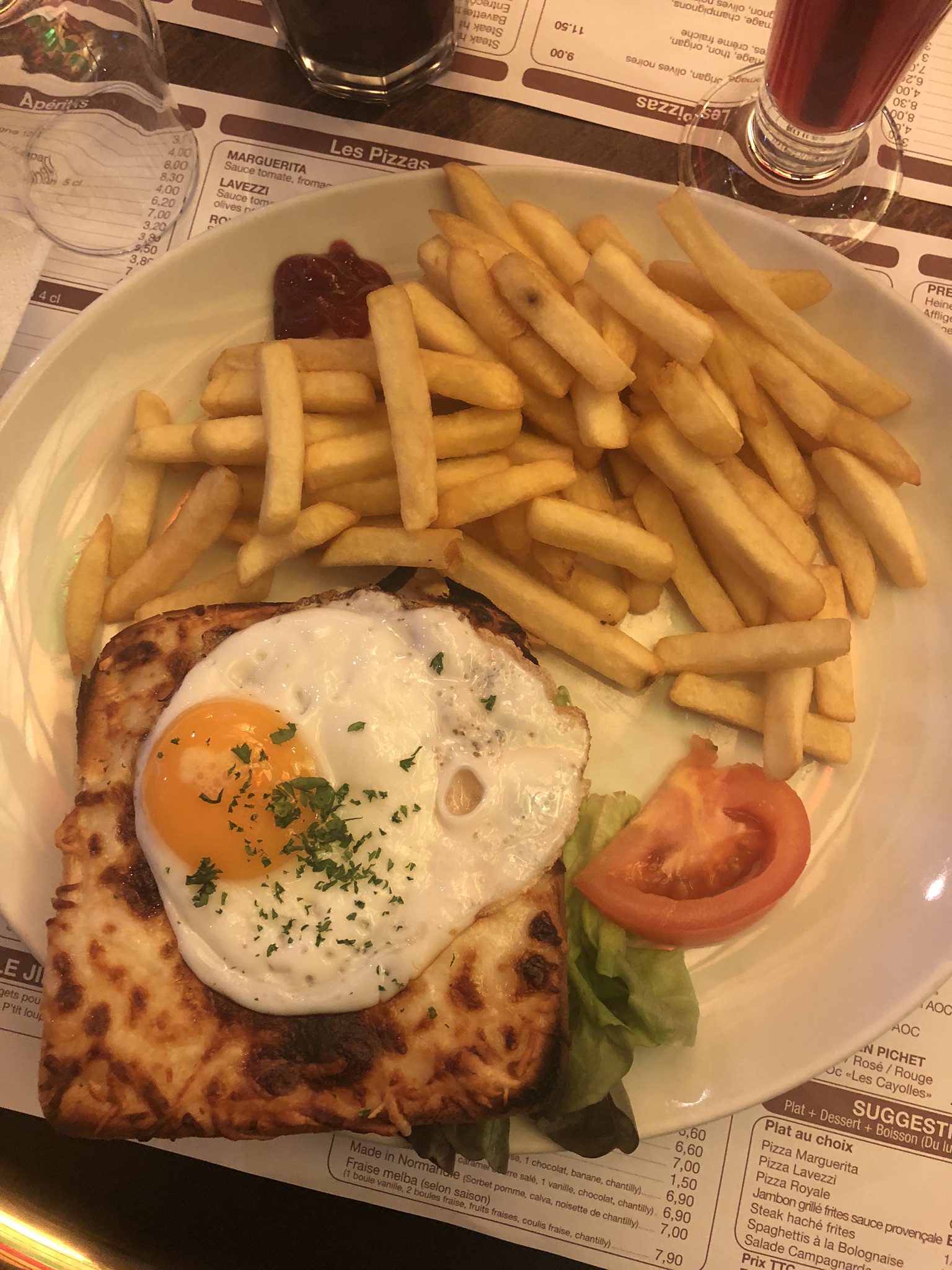 This was a type of grilled cheese with an egg. It wasn’t as “French” as I had hoped to get, but I had to compromise.