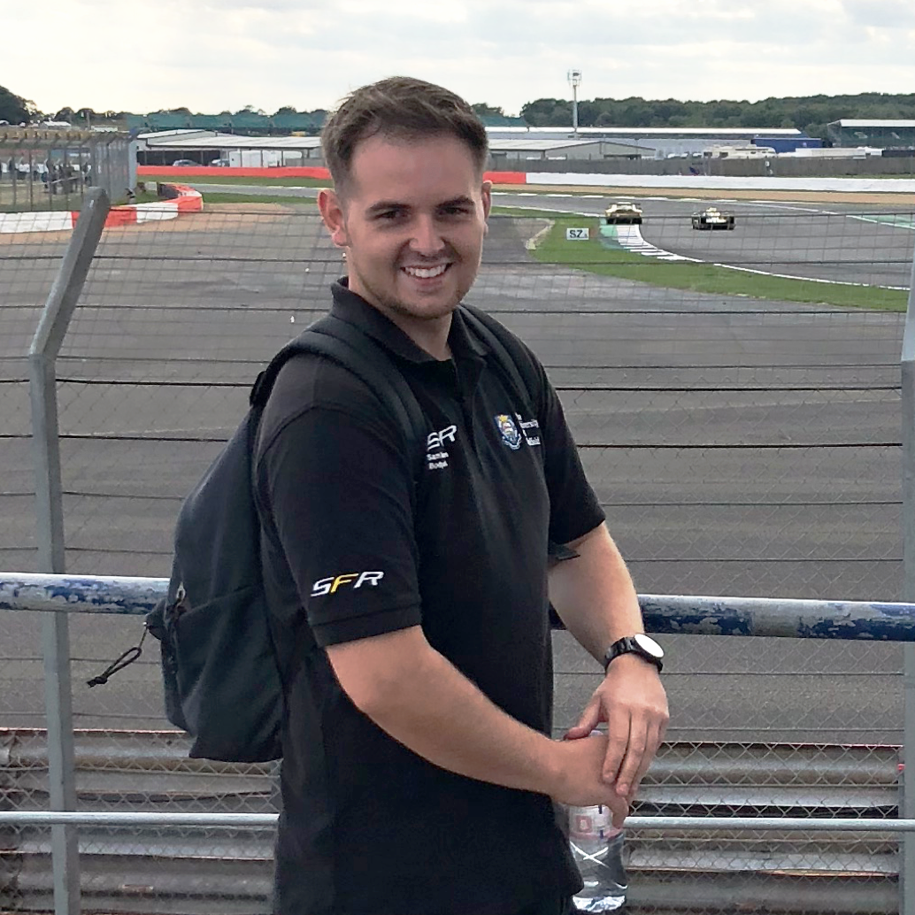 sam williams manufacturing director Year: 3 Course: mechanical engineering "Since joining SFR, I have led the costing team to win at competition, led the business team and designed the side pods and floor plates for the car. As I have completed a focused DfM, hands-on apprenticeship, I have always been involved in the manufacturing - composites, machining and fitting. My passion for motorsport means the next year will be incredible. With one of the best group of people I’ve ever met, I get to bring a racing car to life!