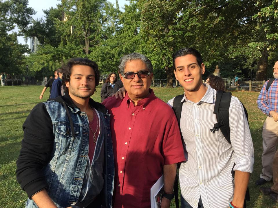 September, 2015 Shay Motion and Jerome Coffey with Deepak Chopra at World Peace Meditation, Imagine Circle Central Park on International Day of Peace