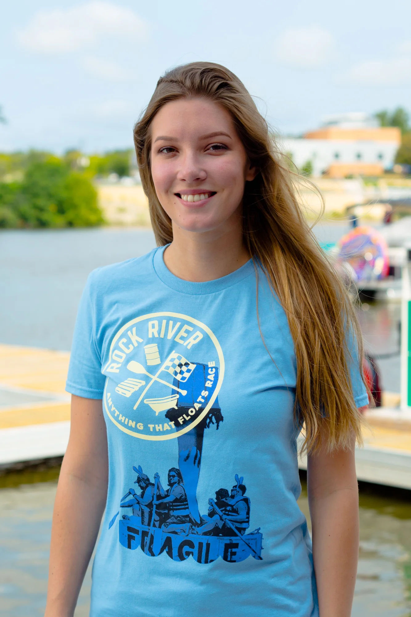 "Fragile" Light Blue Graphic T-Shirt