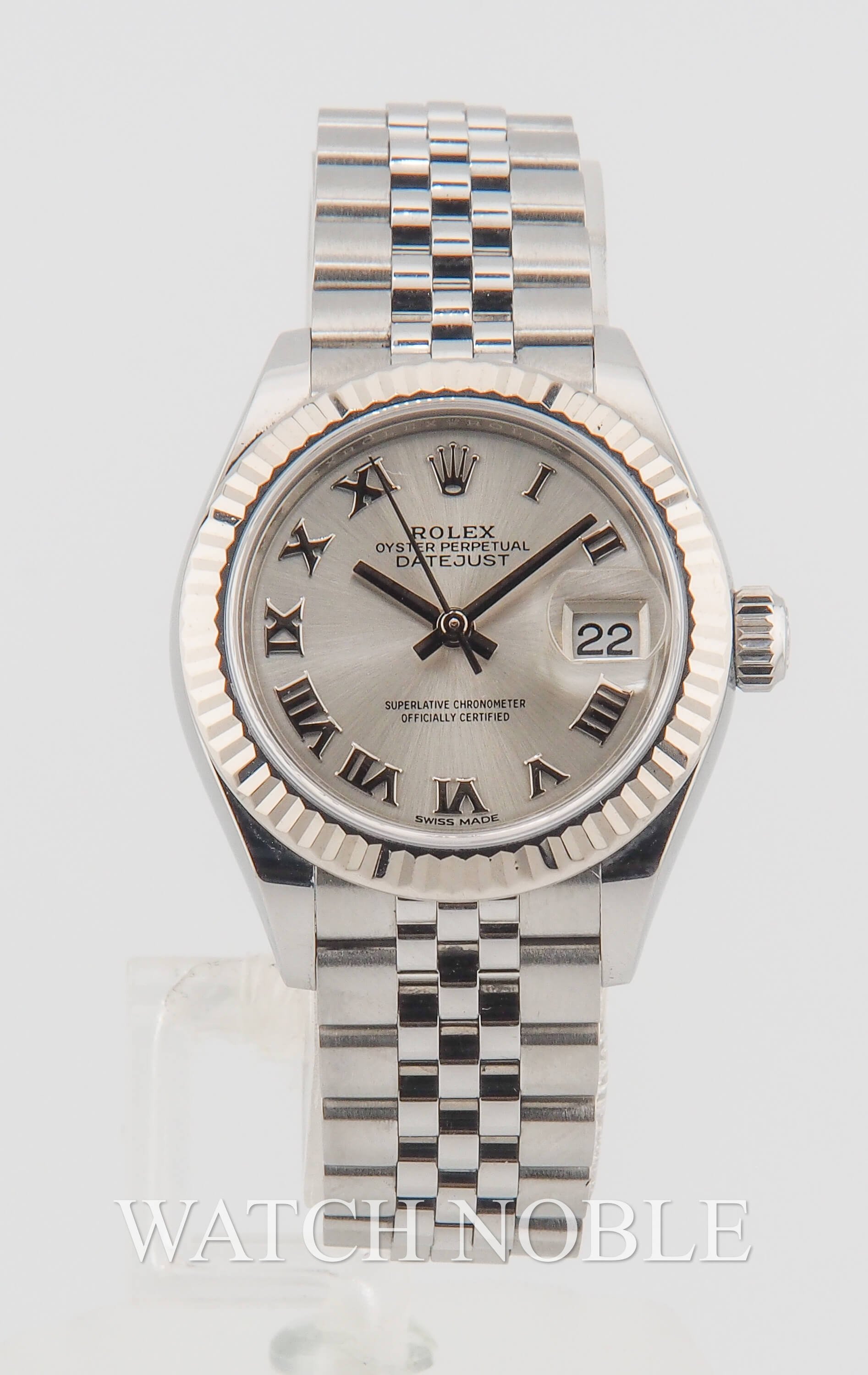 Rolex Oyster perpetual Date Silver Roman Dial Stainless Steel 28mm 279174