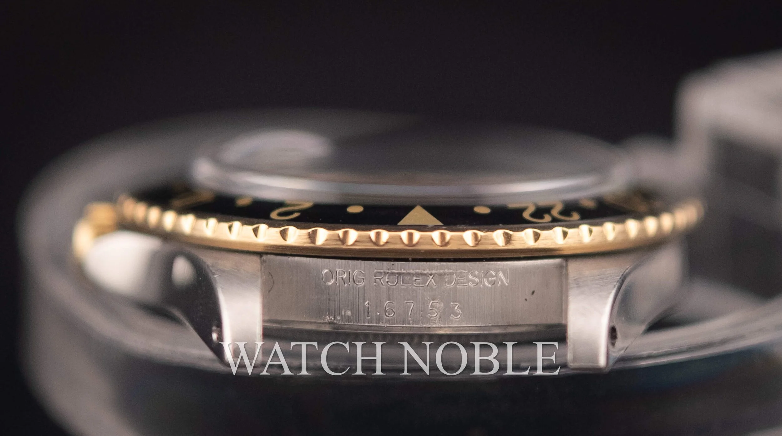 Vintage Rolex GMT Master 16753 Root Beer Bezel Stainless Steel /18k Yellow Gold Black Dial Jubilee Bracelet.