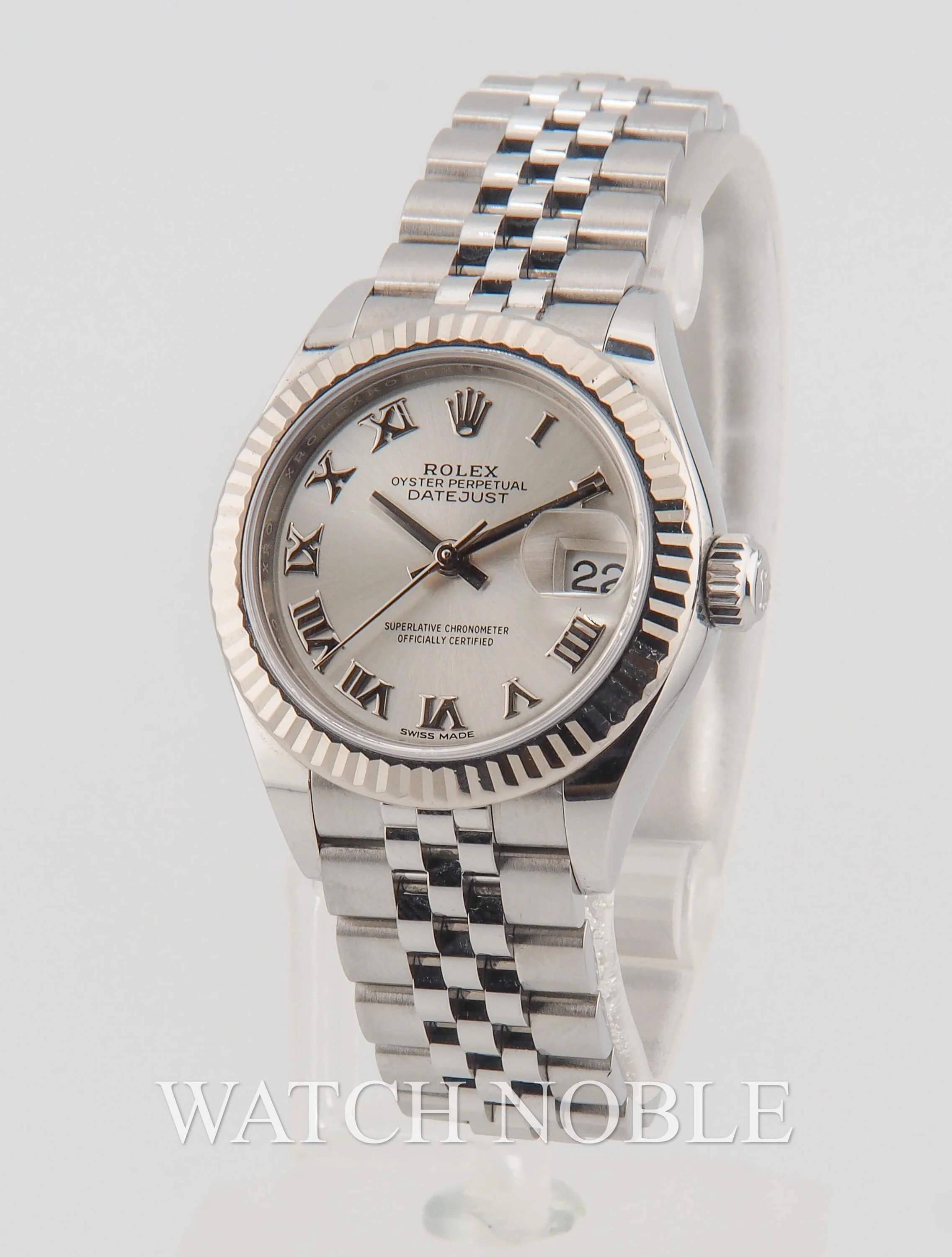 Rolex Oyster perpetual Date Silver Roman Dial Stainless Steel 28mm 279174