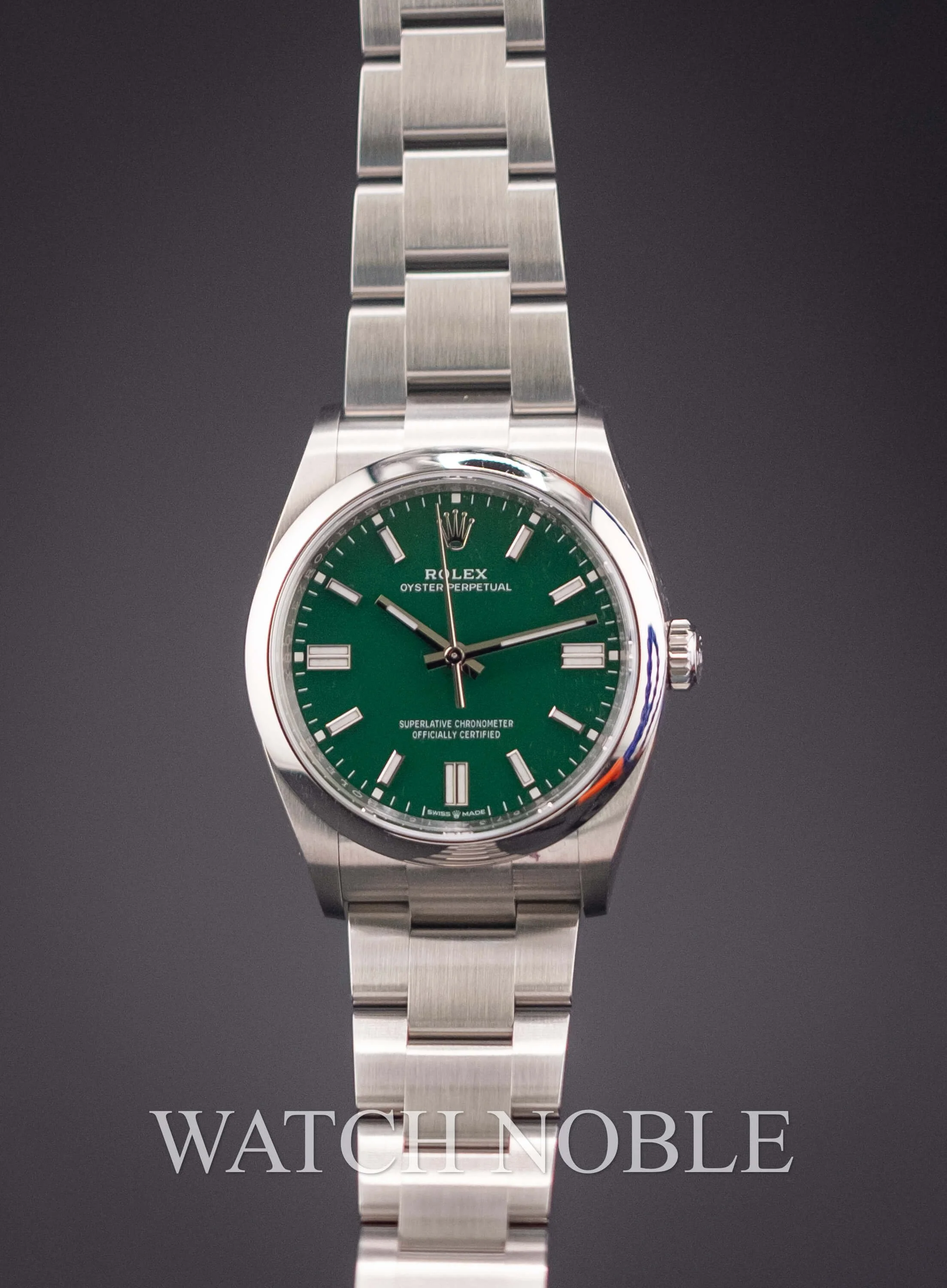 Pre-owned Rolex 126000 Oyster Perpetual 36mm Green Dial Steel