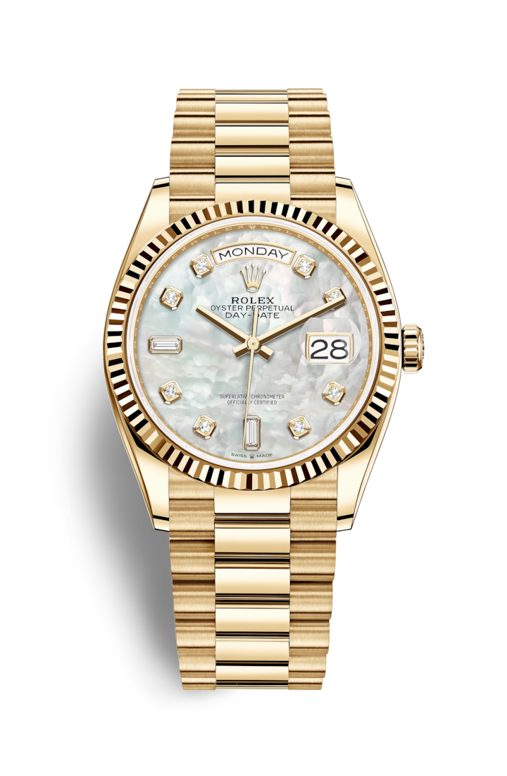 Måltid krabbe Silicon Rolex Day-Date 36mm MOP Diamond Dial 18K Yellow Gold President 128238