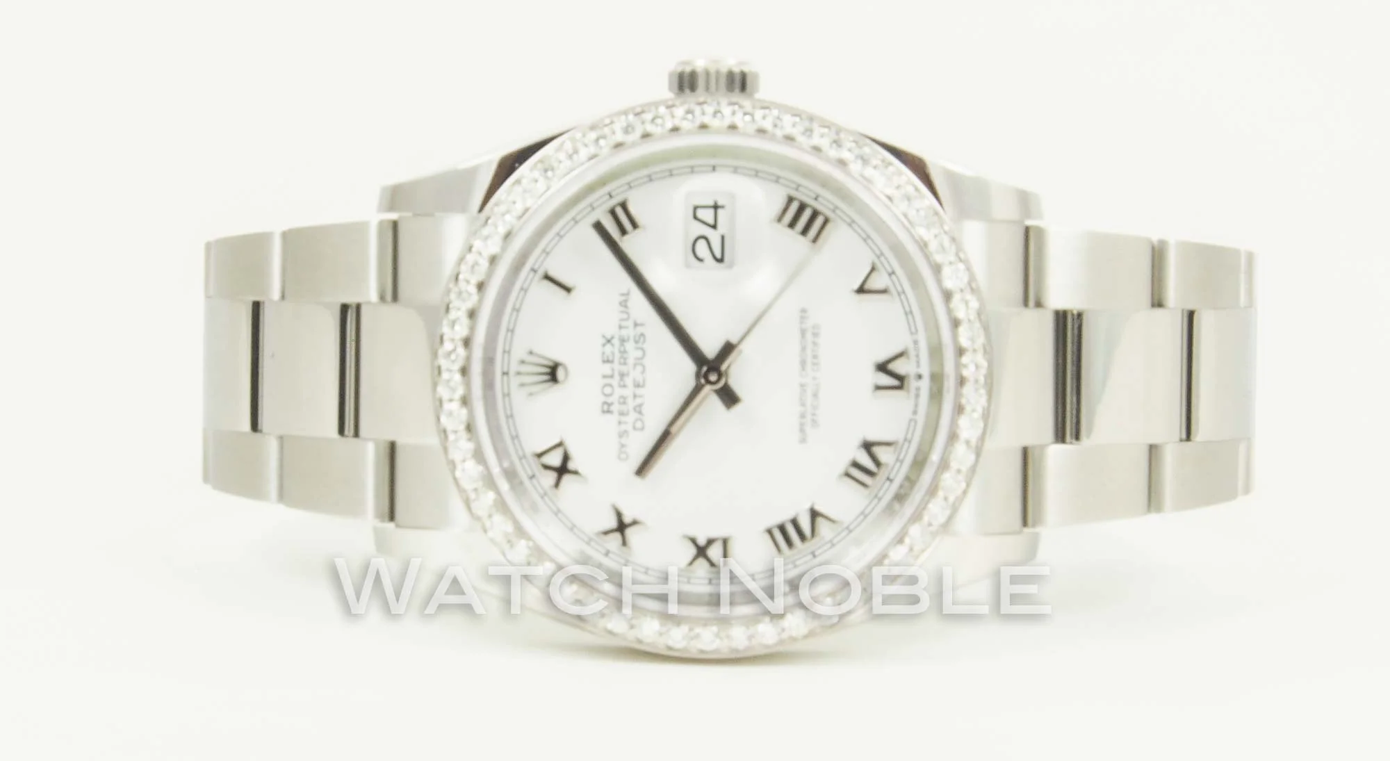 Rolex Datejust 36mm White Roman Dial & Diamond Bezel on Oyster Bracelet 126200