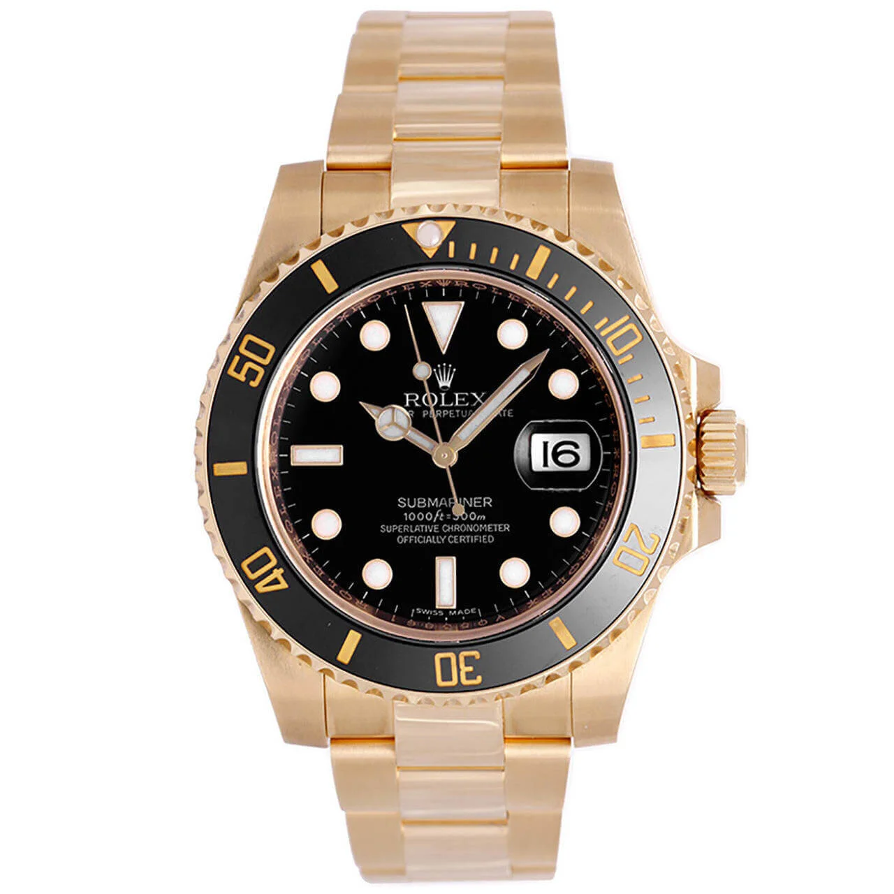 Rolex Submariner 18K Gold Ceramic Black Dial 40mm 116618LN 