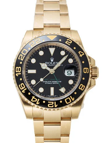 Rolex GMT Master II Black Bezel 18k Gold/Steel Black Dial 116718