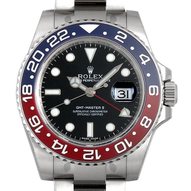Rolex GMT Master II Black Dial 18K White Gold Oyster Bracelet Pepsi Bezel 116719BLRO 