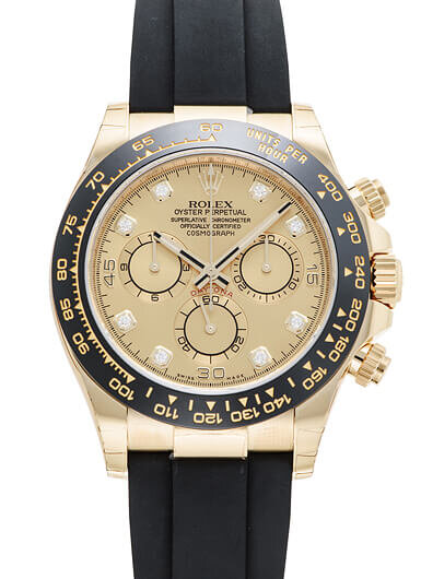 Rolex Cosmograph Daytona Champagne Diamond Dial 18K Yellow Gold Watch 116518