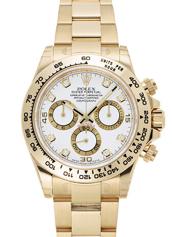 Rolex Cosmograph Daytona 18K Gold White Diamond Dial 40mm 116508
