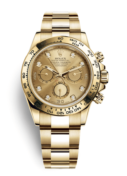 Rolex Cosmograph Daytona Champagne Dial with Diamonds 18K Yellow Gold 116508