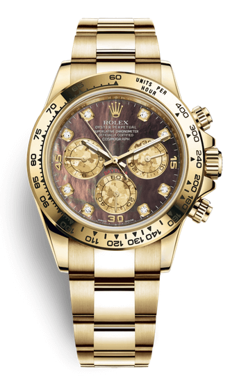 Rolex Cosmograph Daytona 18K Gold Black MOP Diamond Dial 40mm 116508