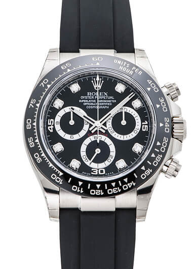Rolex Cosmograph Daytona Black Diamond Dial 18K White Gold Watch 116519
