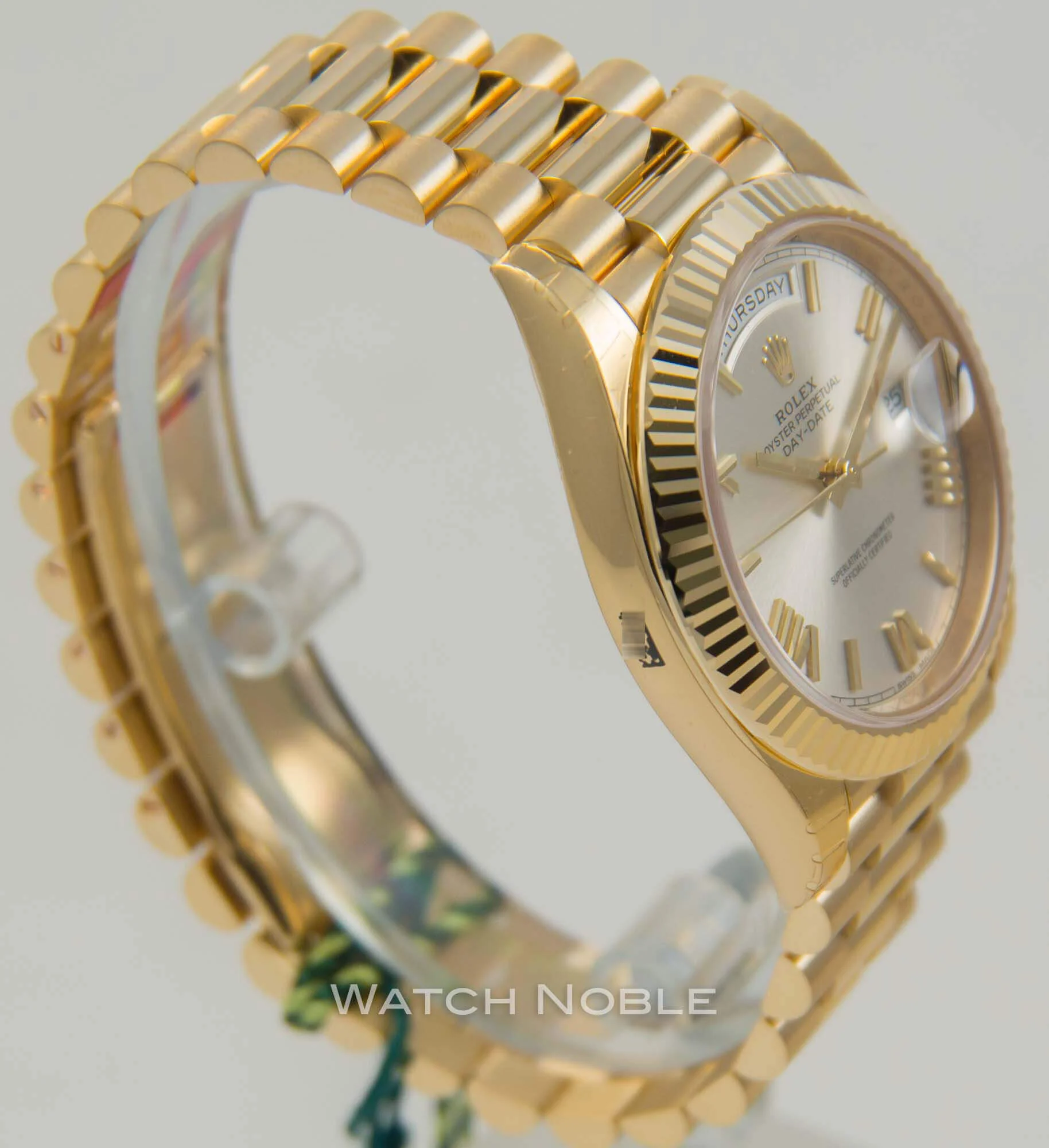 Rolex Day-Date 40mm Silver Roman Dial 18K Yellow Gold President 228238 