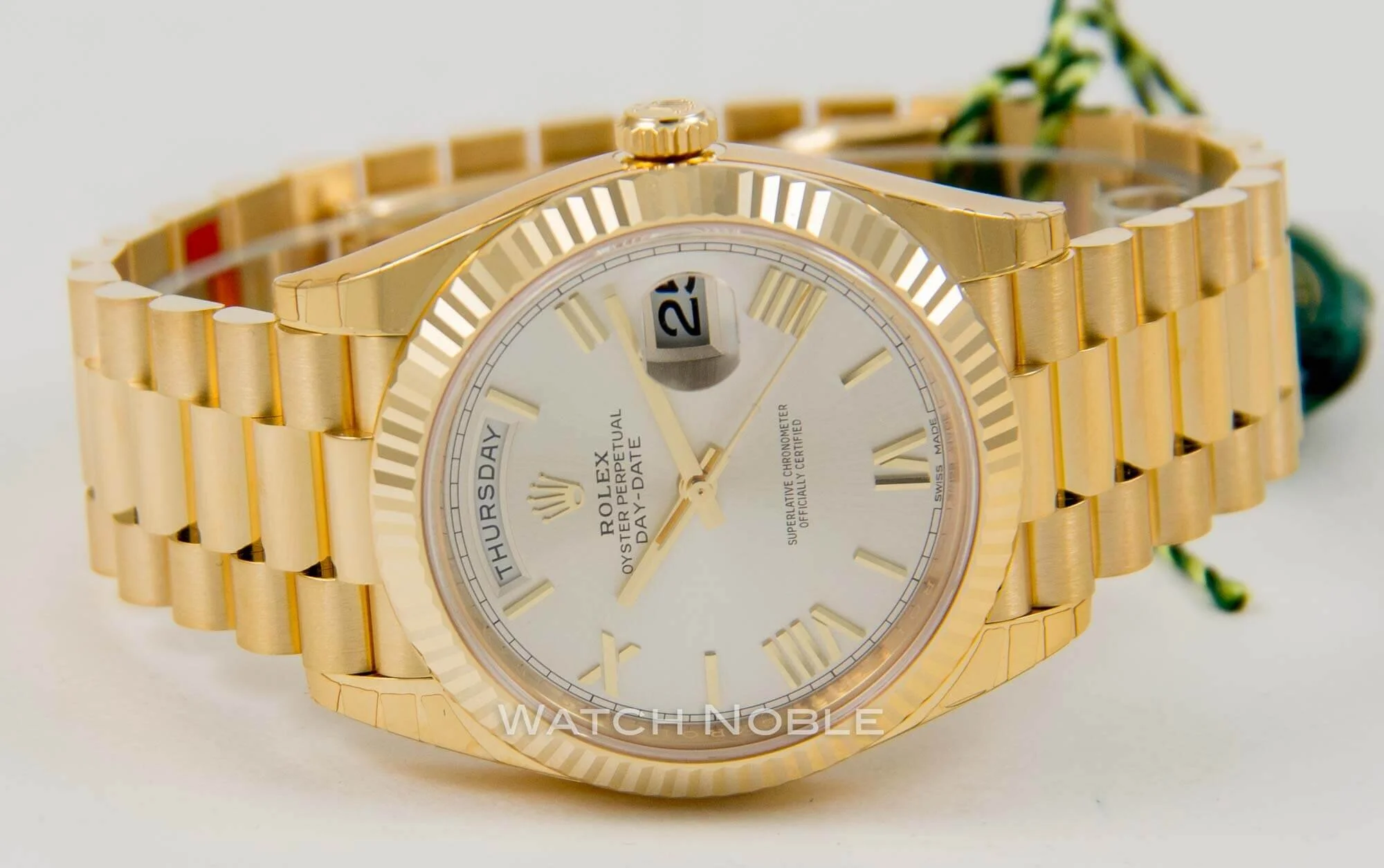 Rolex Day-Date 40mm Silver Roman Dial 18K Yellow Gold President 228238 