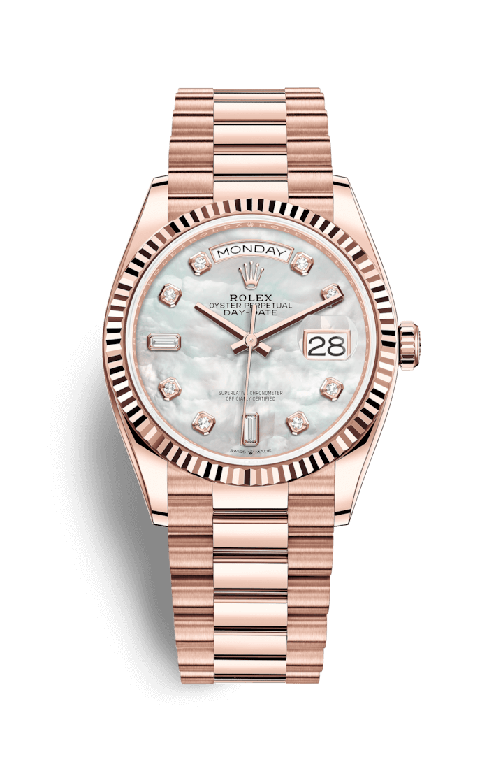 Nybegynder rynker Fritid Rolex Day-Date 36 Mother of Pearl Diamond Dial 18K Rose Gold President  128235