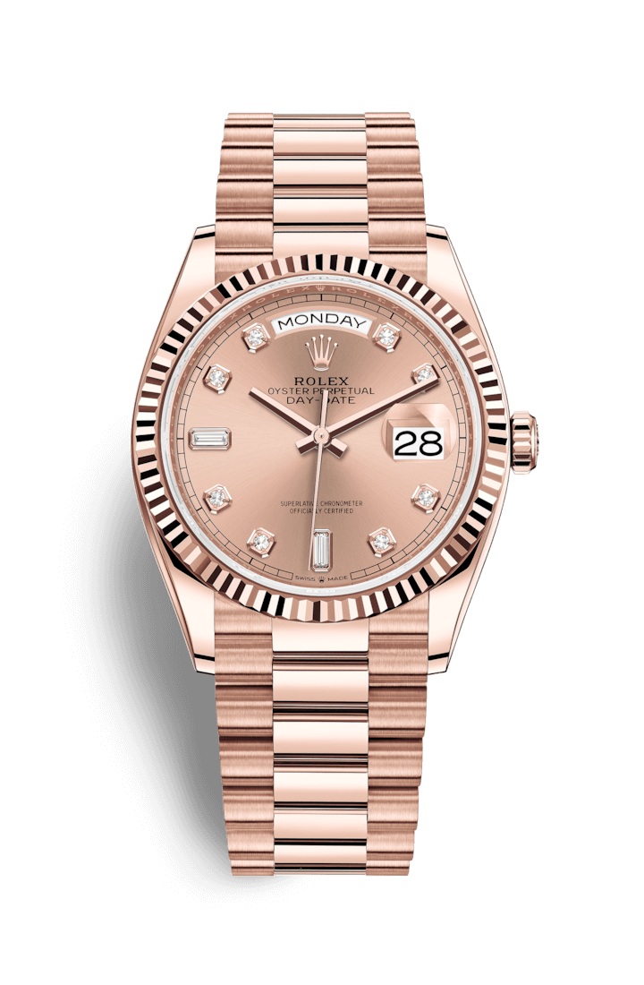 Rolex Day-Date 36 Rose Diamond Dial Rose Gold President 128235