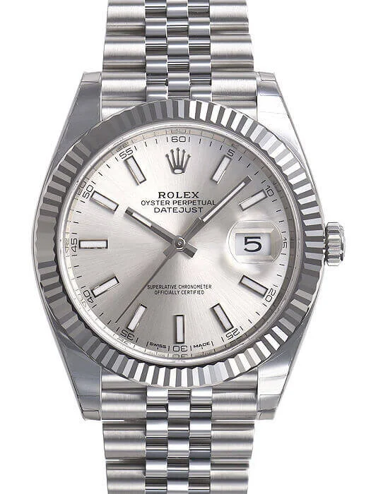 Rolex Datejust Silver Index Dial Jubilee Bracelet 41mm