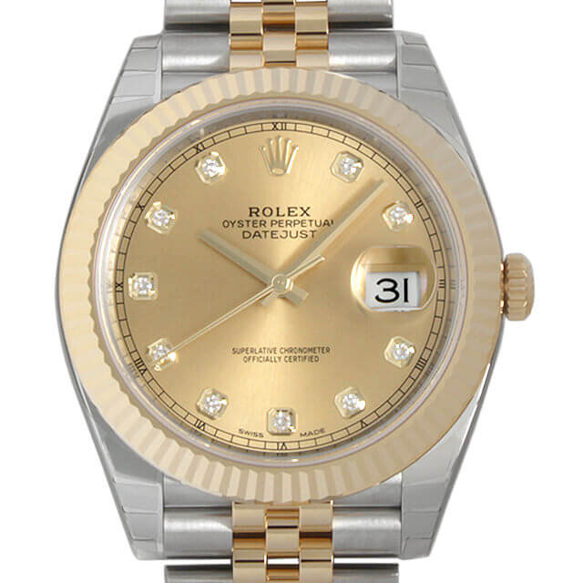 Canada Afskedigelse Catena Rolex Datejust 41 Champagne Diamond Dial Steel 18K Yellow Gold Jubilee  126333