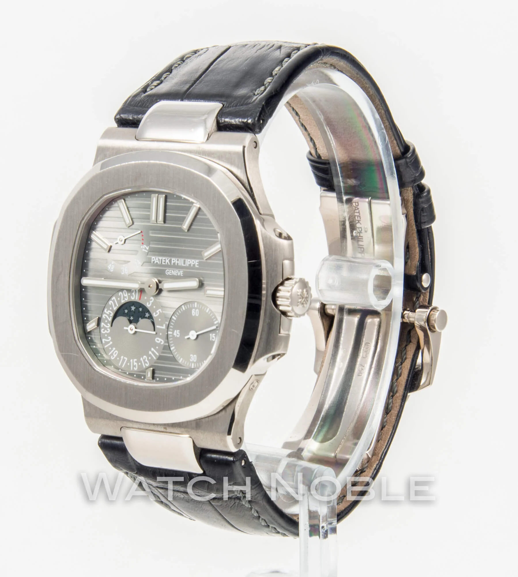 Patek Philippe Nautilus 5712G-001 White Gold on Black Croc Band Mens for sale (SOLD)