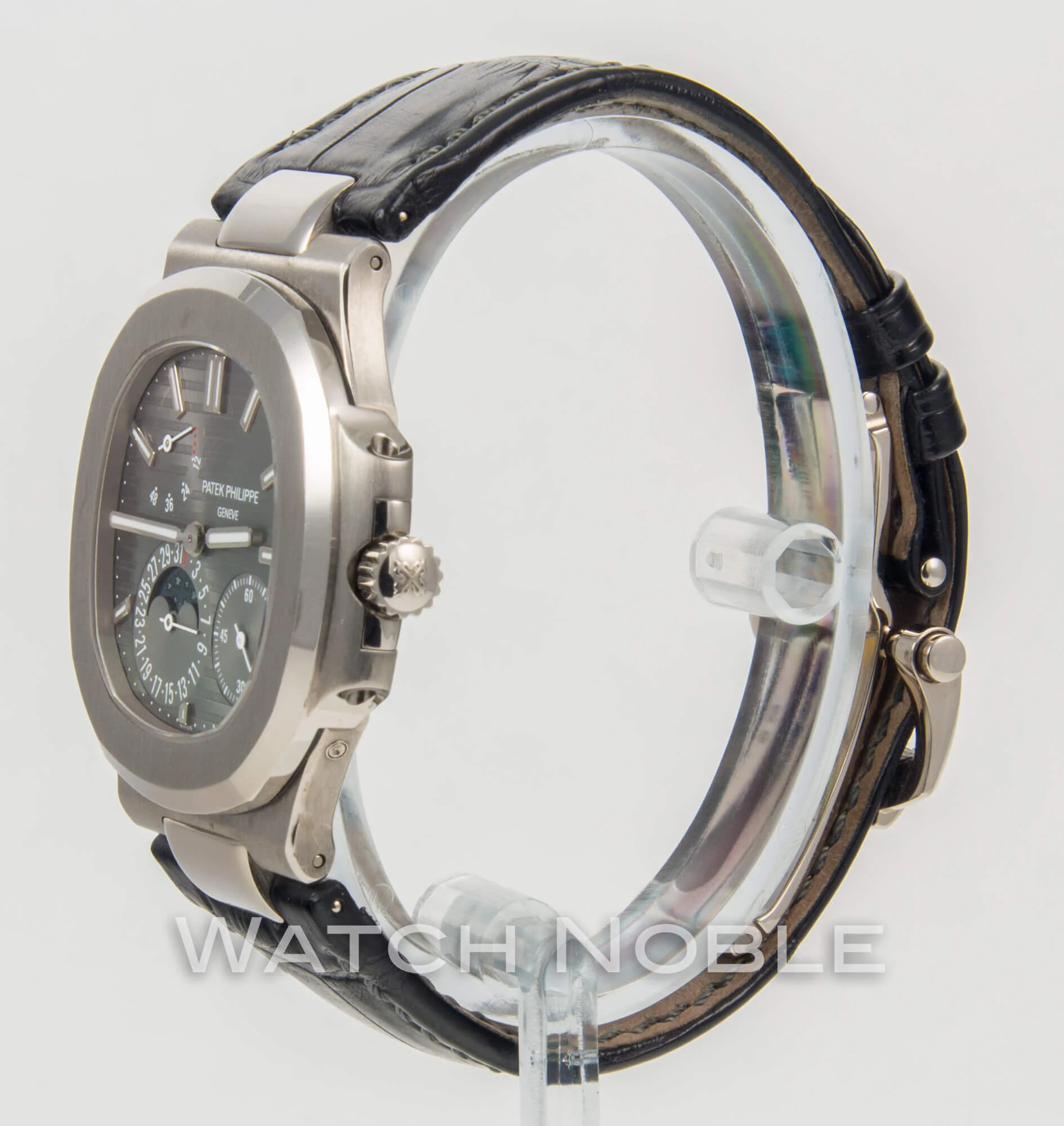 Patek Philippe Nautilus 5712G-001 White Gold on Black Croc Band Mens for sale (SOLD)