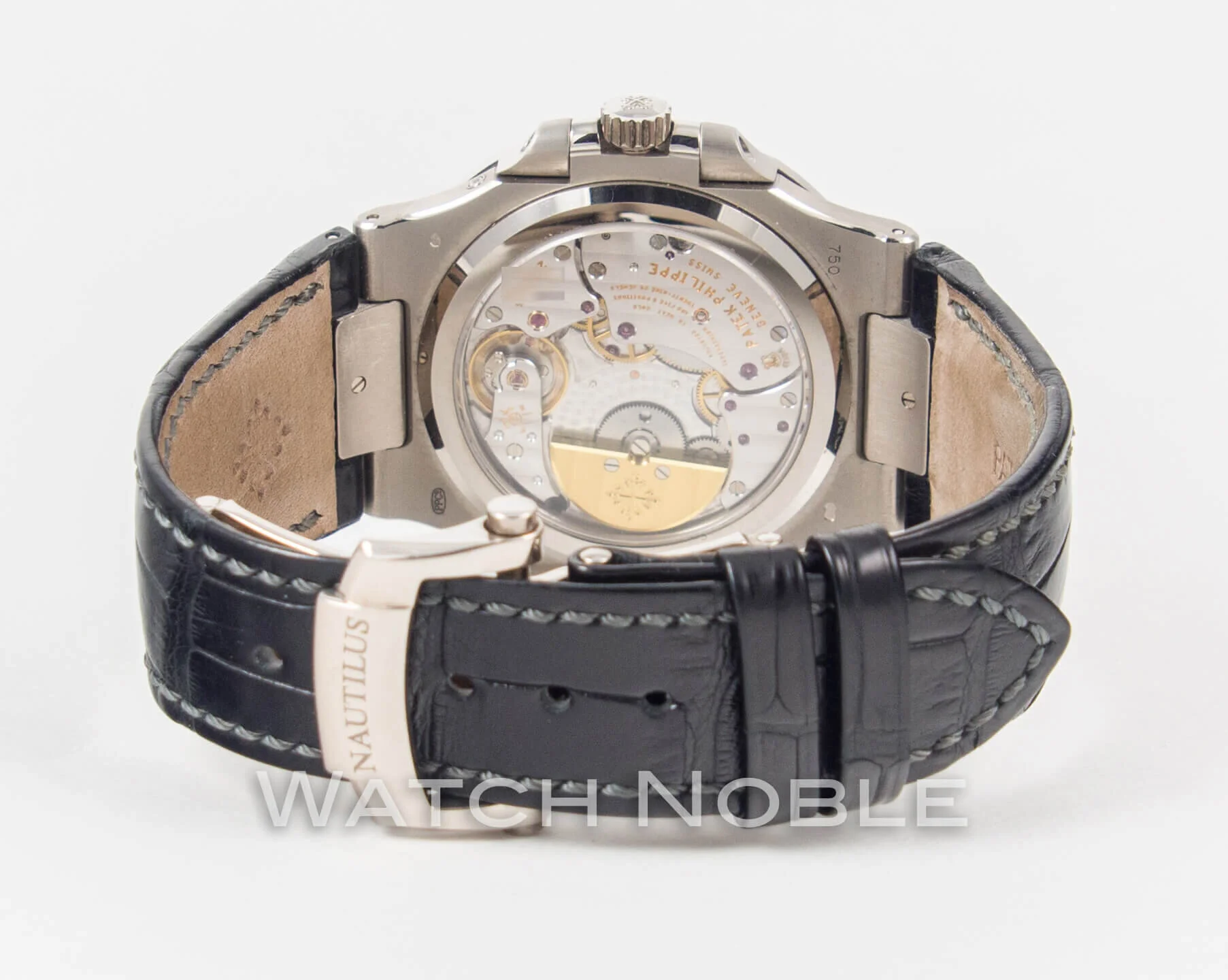 Patek Philippe Nautilus 5712G-001 White Gold on Black Croc Band Mens for sale (SOLD)