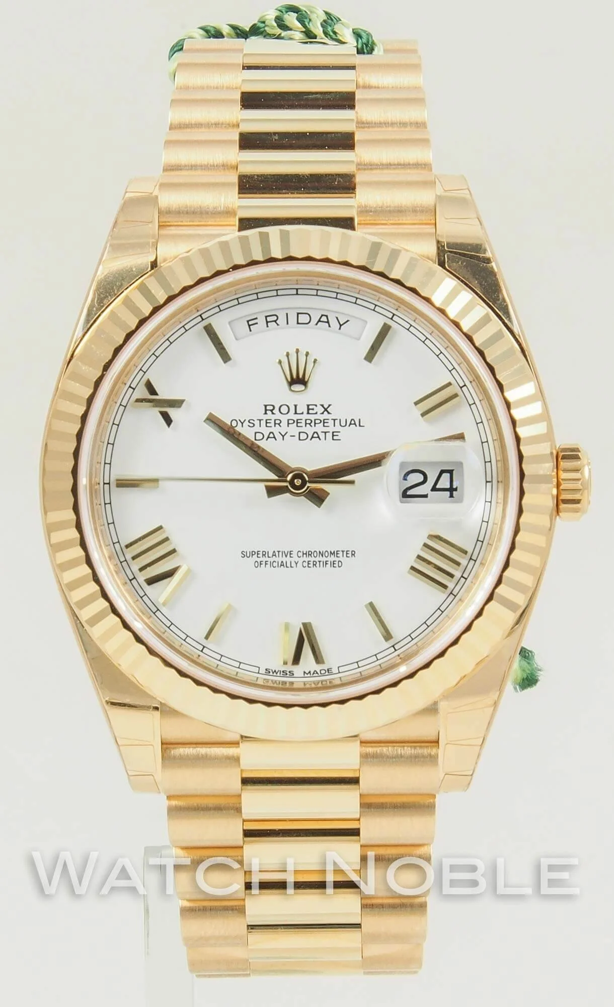 Rolex Day-Date 40mm White Roman Dial 18K Yellow Gold President 228238 