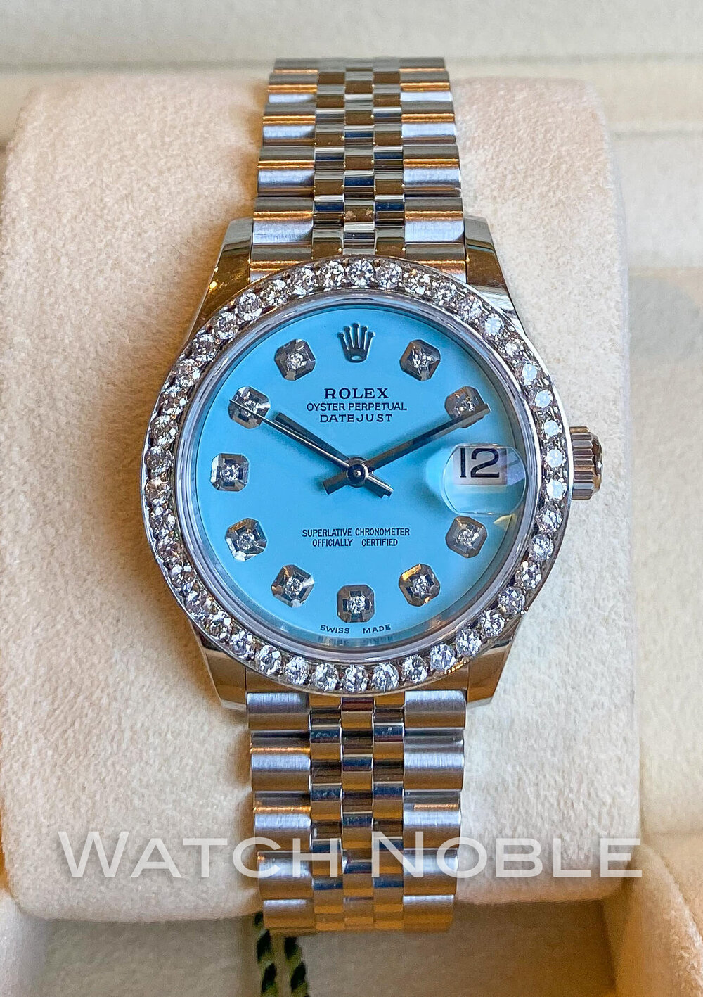 Rolex Datejust Ladies 31mm Turquoise & Diamond Bezel Jubilee 278240