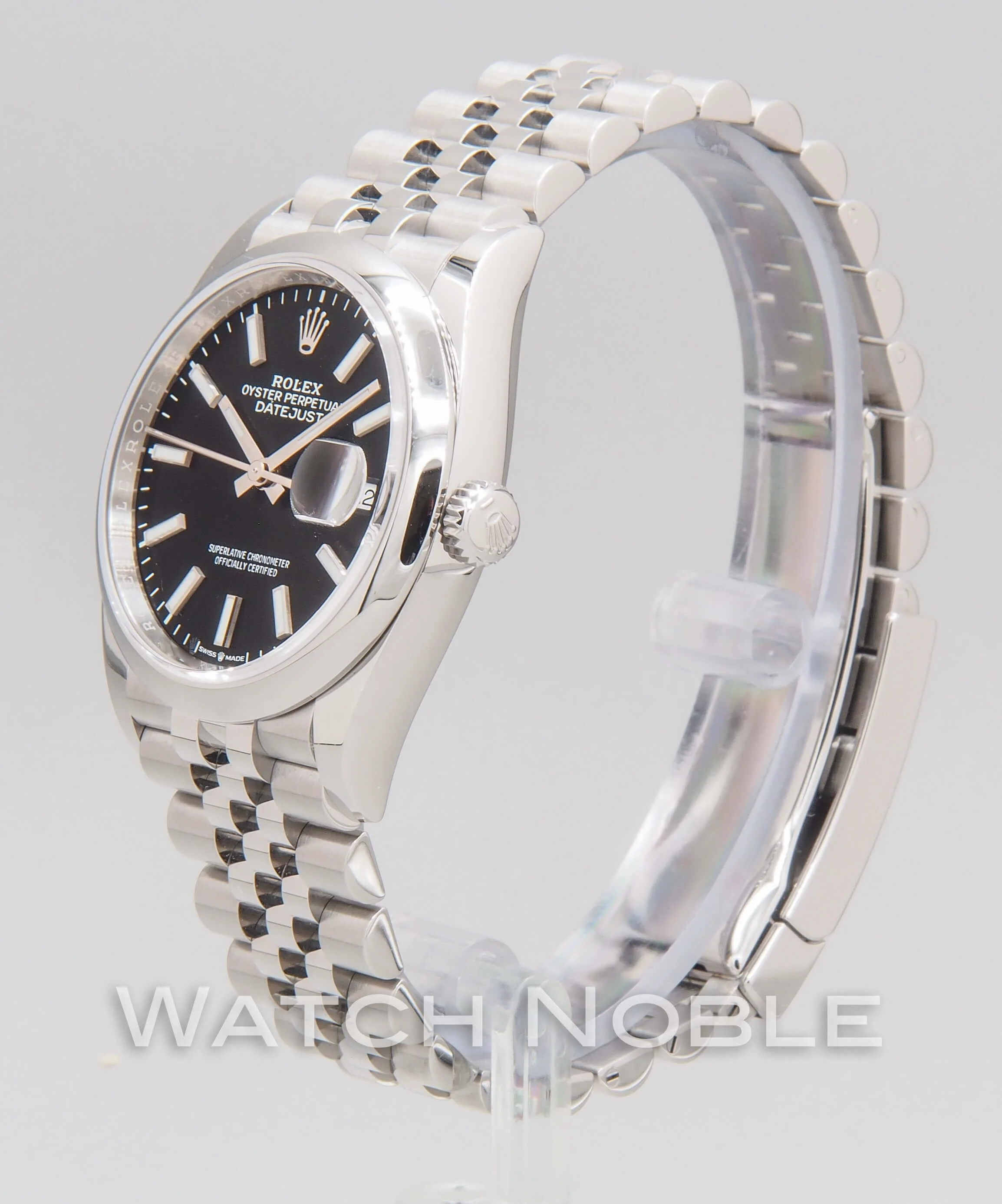 Rolex Datejust 36mm 126200 Black Index Dial Domed Bezel on Jubilee Bracelet