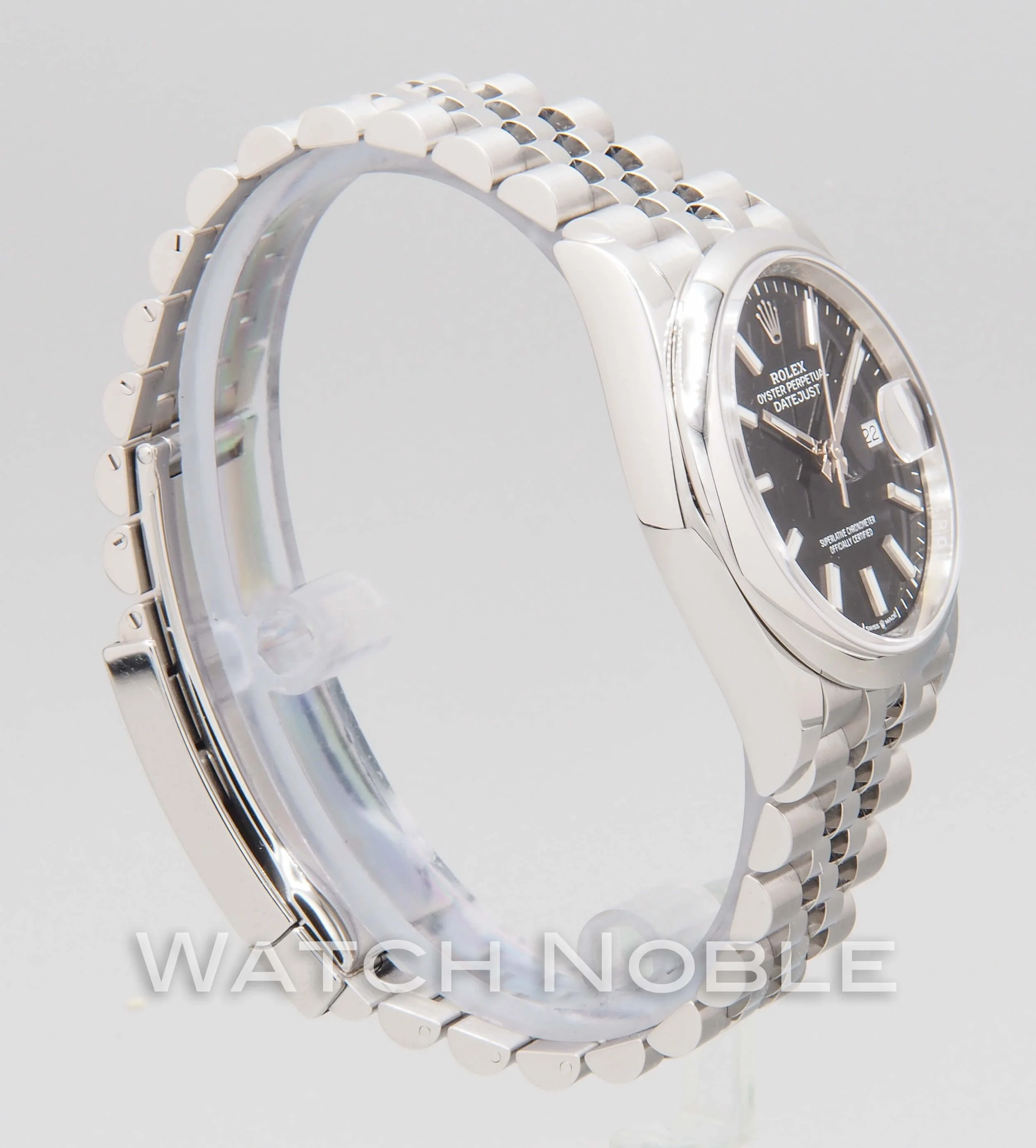 Rolex Datejust 36mm 126200 Black Index Dial Domed Bezel on Jubilee Bracelet