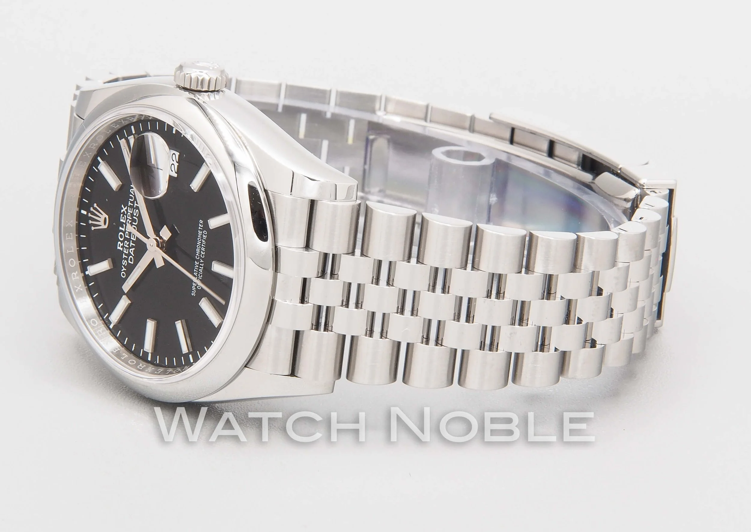 Rolex Datejust 36mm 126200 Black Index Dial Domed Bezel on Jubilee Bracelet