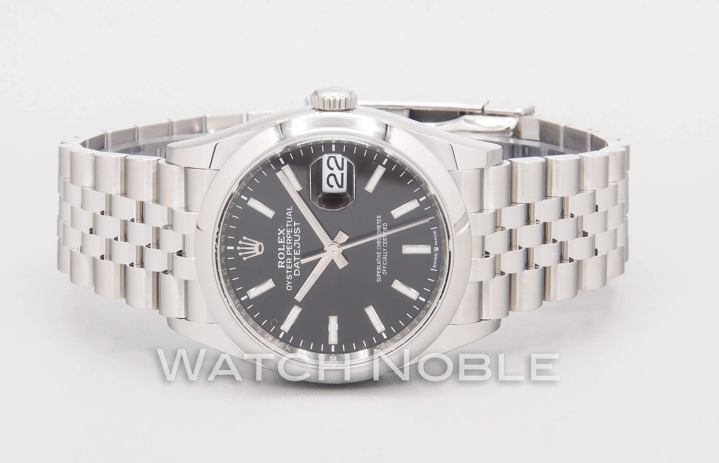 Rolex Datejust 36mm 126200 Black Index Dial Domed Bezel on Jubilee Bracelet
