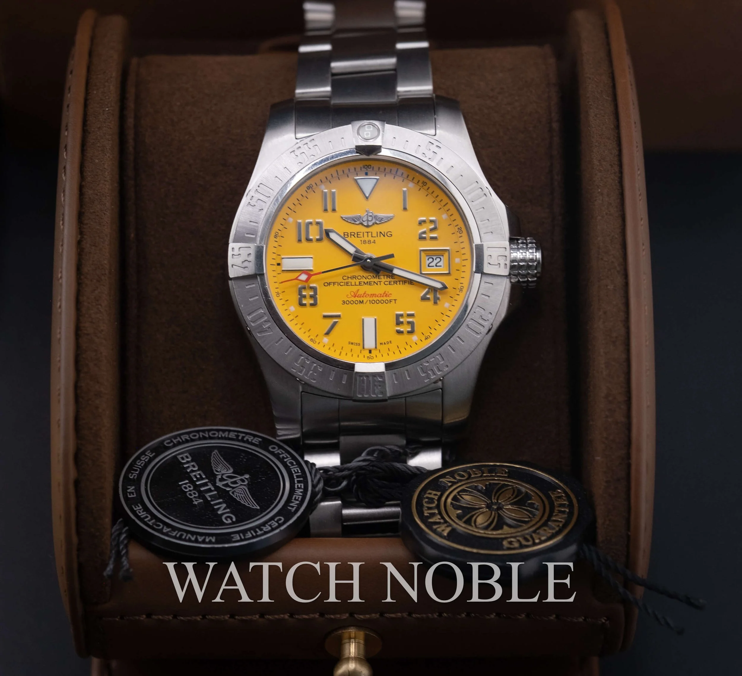 Pre-owned Breitling Avenger II Seawolf Yellow Dial A1733110/I519/169A