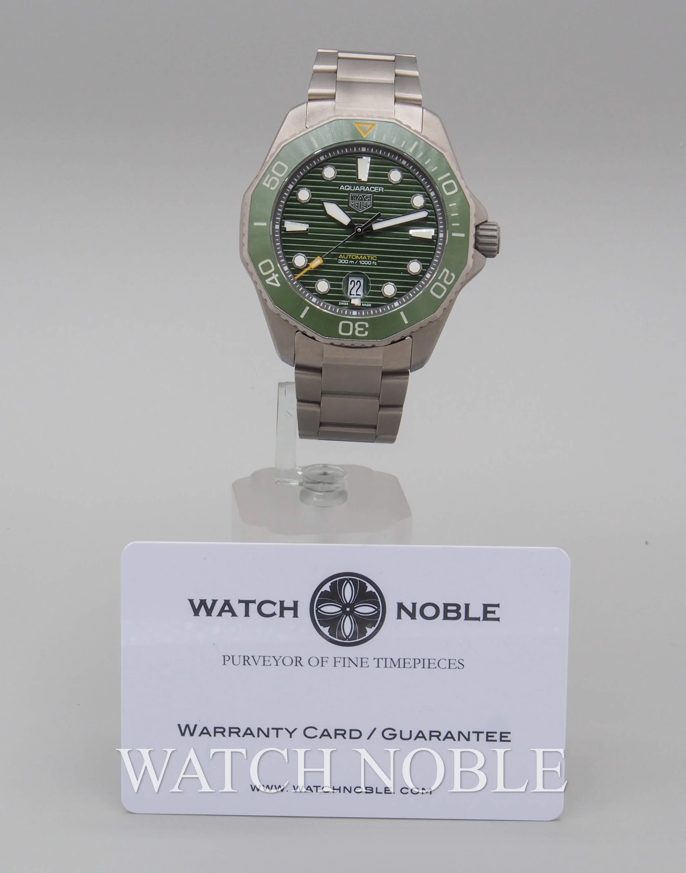 Pre-owned Tag Heuer Aquaracer Green Dial Titanium 43mm Men's Watch WBP208B.BF0631