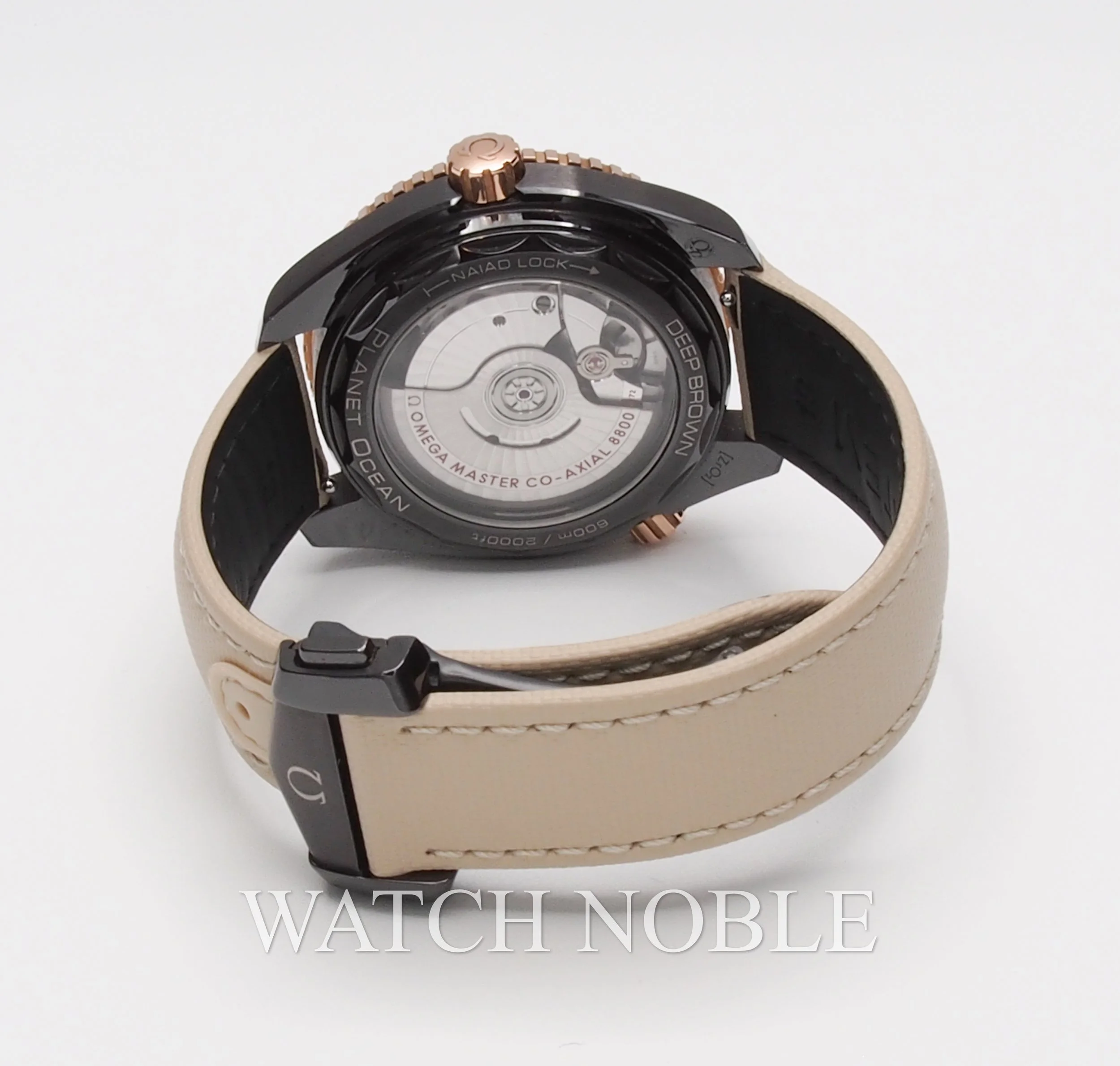 Pre-owned Omega Seamaster Planet Ocean 600M Brown Dial Ceramic/ Rose Gold 39.5mm 215.62.40.20.13.001