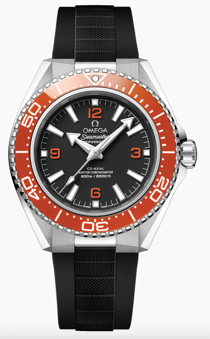 Omega Seamaster Planet Ocean 600M 42 mm Black Dial and Orange Bezel Steel on Rubber Strap 217.32.42.21.01.003