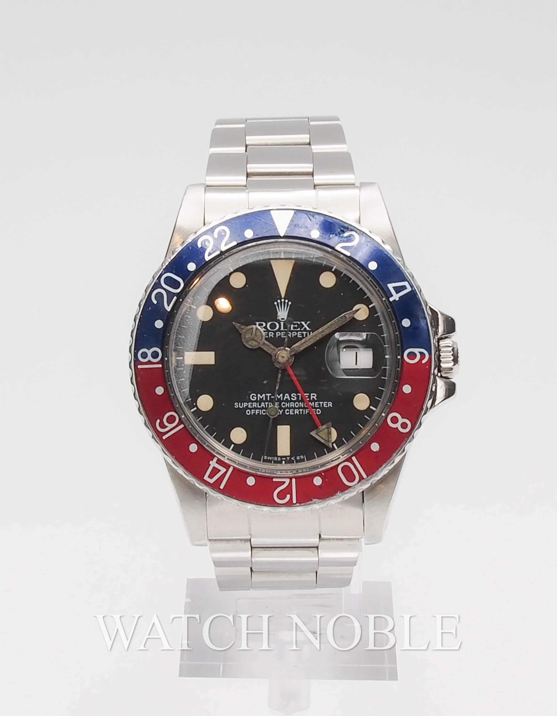Pre-owned Vintage Rolex 16750 GMT Master Pepsi Blue/Red Bezel Steel Oyster Bracelet