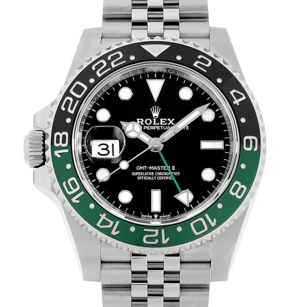 Rolex 126720VTNR GMT Master II Sprite Green/Black Bezel Destro Left Crown Steel Jubilee Bracelet