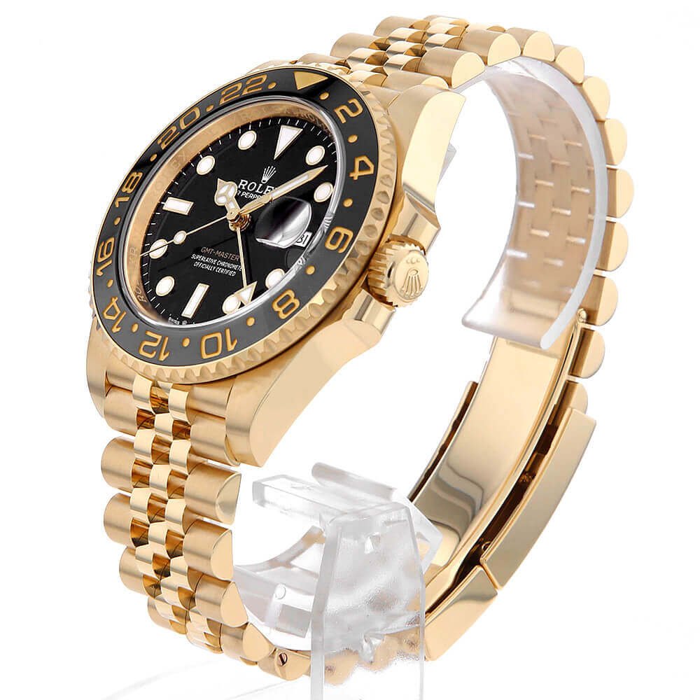 Rolex 126718 GMT Master II Black Dial 18k Yellow Gold on Jubilee Bracelet