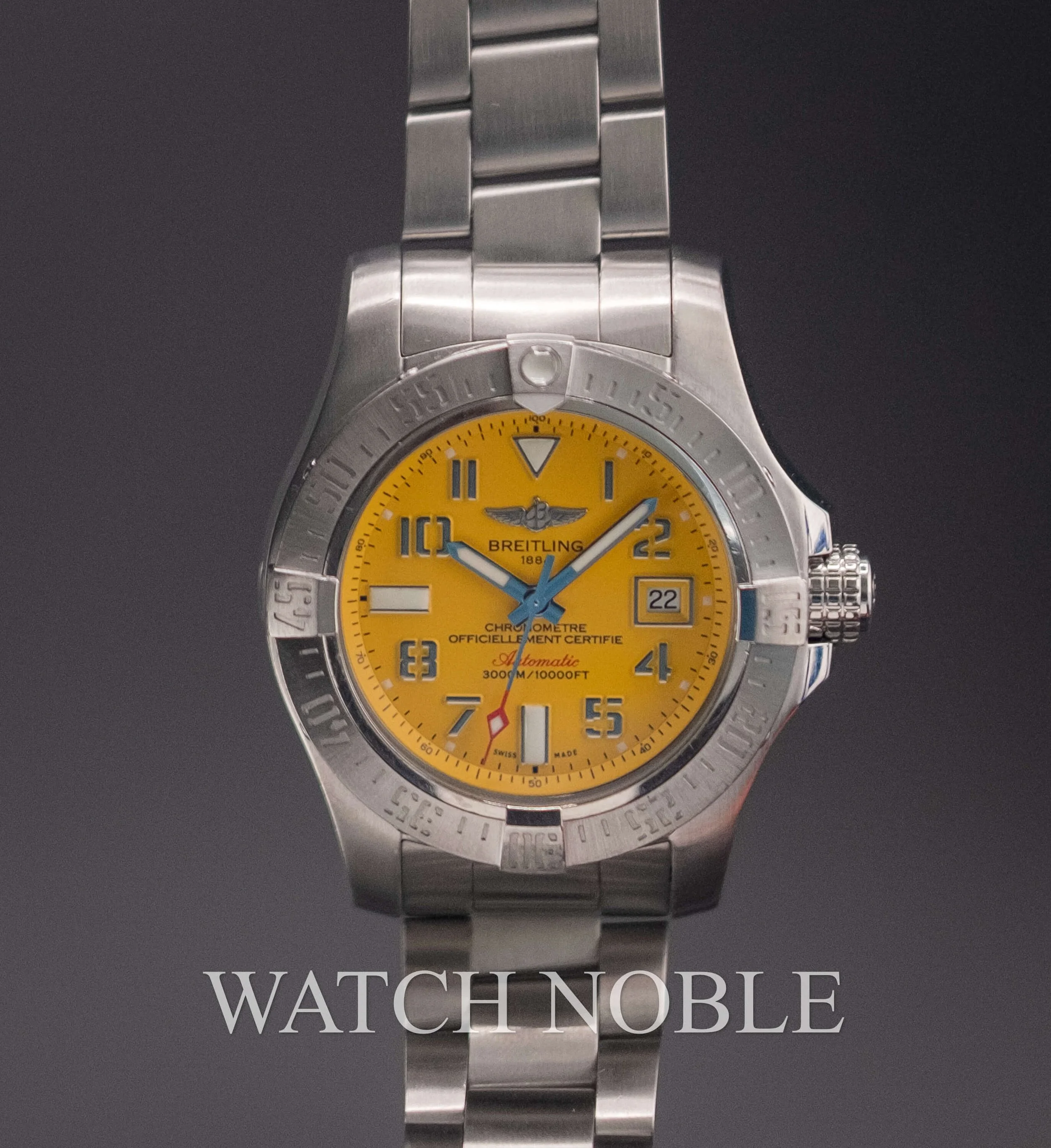 Pre-owned Breitling Avenger II Seawolf Yellow Dial A1733110/I519/169A