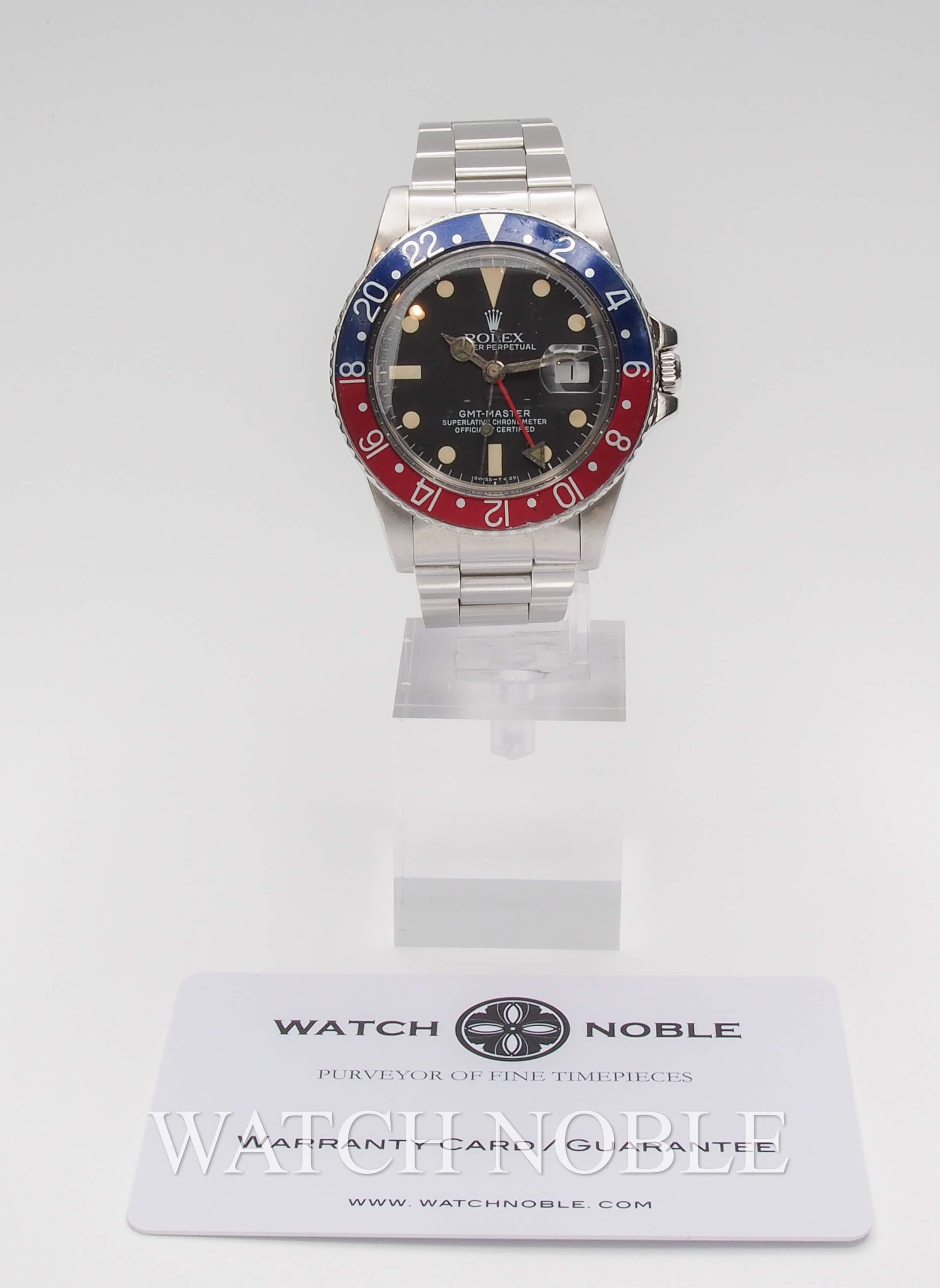 Pre-owned Vintage Rolex 16750 GMT Master Pepsi Blue/Red Bezel Steel Oyster Bracelet
