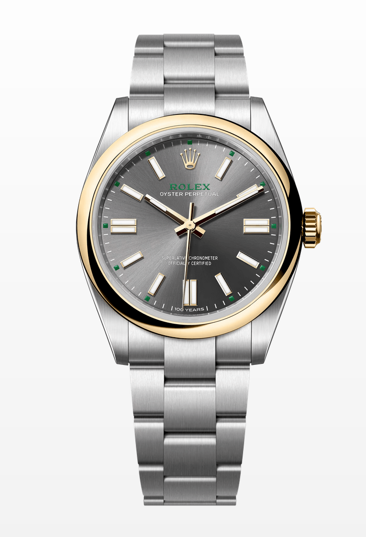 Rolex 134303 Oyster Perpetual 41 mm Slate Green Dial Steel / Gold